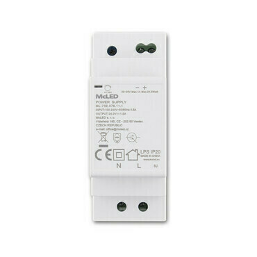 LED driver napěťový MC LED 24W, DC 24V/1A, IP20, na DIN lištu