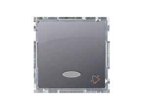 Ovladač zapínací SIMON BASIC BMD1L.01/21, s LED podsv., ř. 1/0So, 10A/250V~, bezšr. sv., ocelová