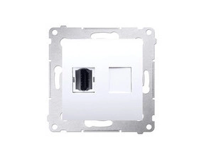 Zásuvka HDMI SIMON DGHDMI.01/11, 1 násobná (přístroj s krytem), bílá