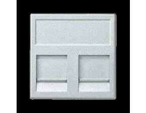 Kryt datové zásuvky SIMON KB76/8, K45, na 2zásuvky Keystone, plochý, se clonkami, 45x45 mm,hliníková