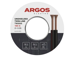 Dvojlinka nestíněná ARGOS TW2035, 2x 0,35 mm, černo-rudá, 100 m