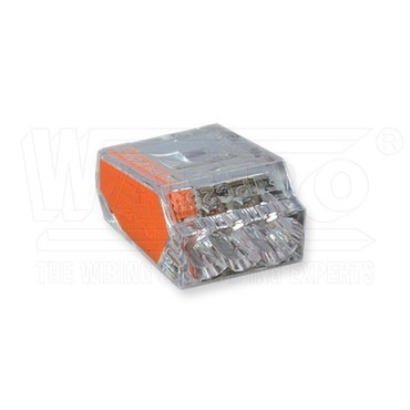 wpr6839 PC253 krabicová WAPRO svorka bezšroubová, 1 - 2,5 mm2, 3 pólová, průhledná / oranžové odliše