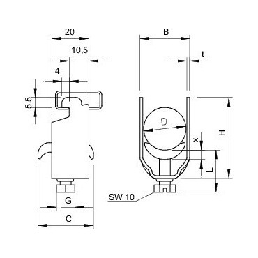 2056N 12 FT Třmenová příchytka