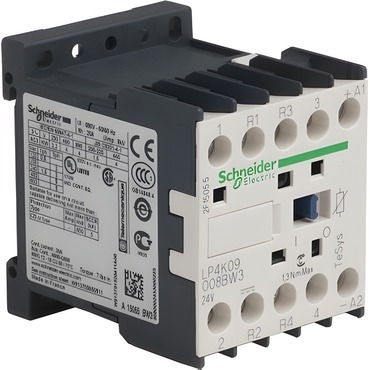 SCHN LP4K09008BW3 MiniStykač se sníž.přík. 9A 4P (2+2) 24V DC,cívka se širok.rozs.