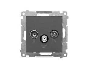Zásuvka anténní SIMON TASP.01/116, R+TV+SAT průchozí, 1x vstup: 5 MHz÷2, 4 GHz, grafitová matná