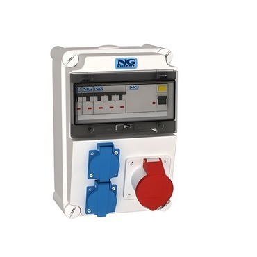 Skříň zásuvková NG Zásuvková kombinace zás. 1x CEE 16A 5p 400V, 2x 16A 230V, chránič 4p