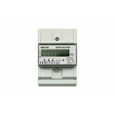 Elektroměr SEZ EDIN 6252 MID Fakturační, MID, 5-80A, 1-tarif, 3-fázový, LCD displej, 4M/DIN
