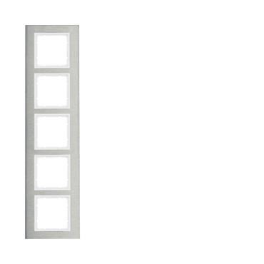 HAG 10253609 Rámeček 5-násobný, vodorovný, Berker B.7, ušlecht. ocel/bílá