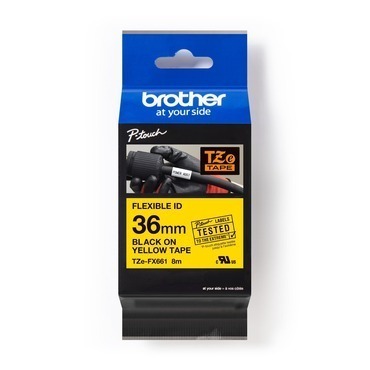 BROTHER   originální páska do tiskárny štítků, , TZE-FX661, černý tisk/žlutý podklad,