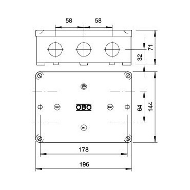B 12 M 5 Odbočná hranatá krabice