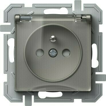 TEM ZÁSUVKA FRANCOUZSKÁ + KRYT 2P+E 16A 250V~ TT XO titan/průhledná