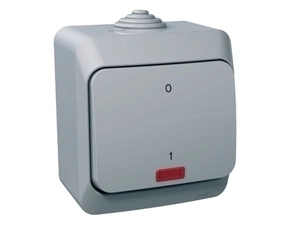 SCHN WDE000621 Cedar Plus IP44 - Spínač dvojpólový se signalizační kontrolkou řazení 2Ss, šedý