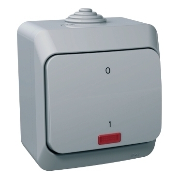 SCHN WDE000621 Cedar Plus IP44 - Spínač dvojpólový se signalizační kontrolkou řazení 2Ss, šedý