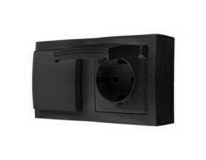 Zásuvka SIMON AQUACLICK ACGSZ21CZ/49, 2 nás., Schuko, cl., IP44, 16A/250V~, bezšr. sv., černá mat