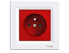 SCHN EPH2800421 Asfora - Zásuvka 2P+PE 250V 16A, červená, bílá