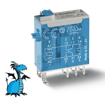 FINDER 46.52.9.110.0040 Relé prům.min., DIN, 2P/8A, 110V DC, MA_MI RP 0,02kč/ks