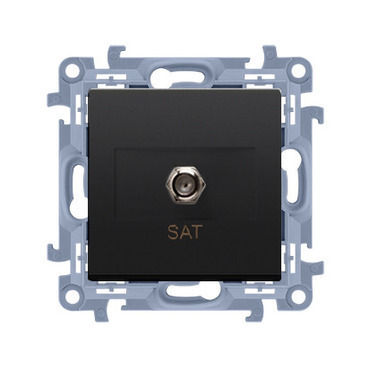 Zásuvka anténní SIMON CASF1.01/49, 1 násobná typ „F” (přístroj s krytem), černá matná