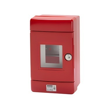Tlačítko požární GEWISS GW42206 s din lištou, 4 moduly, červená