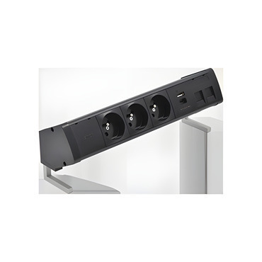 Blok zásuvkový na desku SIMON 480 48410E30BK00000-44, 3 zás.+USB nab.+kryt 2xRJ45, konektor, černá