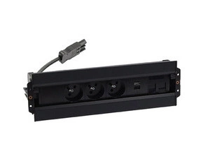 SIMON 48610E30BK00000-44 Mediaport Spinner: 3x 250 V typ E + USB A-C nabíječka + 2x zásuvka RJ45 bez