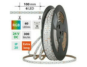 LED pásek MC LED SMD5050 RGB, 60LED/m, 8W/m, DC 24V, 300lm/m, IP20, 10mm, 5m