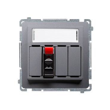 Zásuvka reproduktorová SIMON BMGL31.01/21, 1 násobná (přístroj s krytem), s popisným polem, ocelová