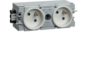 HAG GE20109016 Dvojzásuvka s ochranným kolíkem, pro uchycení do C-profilu, dopravní bílá