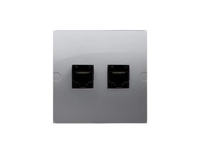 Zásuvka telefonní SIMON BASIC BMT2.02/43, 2 násobná RJ12 (přístroj s krytem), stříbrná