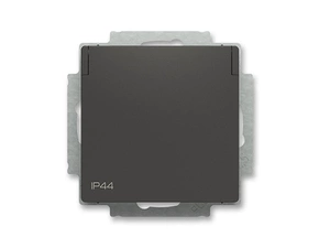 Zásuvka jednonásobná ABB Zoni 6620T-A07995 237, matná černá, IP 44, s bočn. Kont., s cl., s víčkem