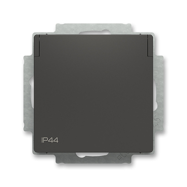 Zásuvka jednonásobná ABB Zoni 6620T-A07995 237, matná černá, IP 44, s bočn. Kont., s cl., s víčkem