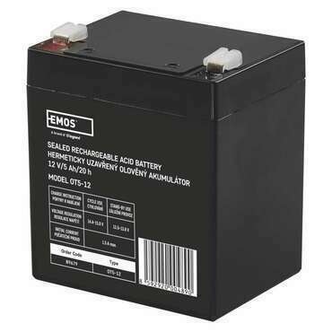 Akumulátor olověný EMOS SLA 12V 5AH FAST.6,3 MM B9679