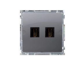 Zásuvka HDMI SIMON BASIC BMGHDMI2.01/21, 2 násobná (přístroj s krytem), ocelová