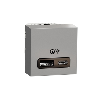 SCHN NU301930 Unica - Dvojitý nabíjecí USB konektor A+C 18W, 2.4A, 2M, Aluminium