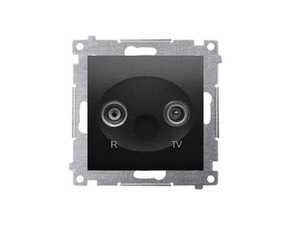 Zásuvka anténní SIMON DAP10.01/49, R+TV průchozí, 1x vstup: 5÷862 MHz, černá matná metalizovaná