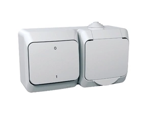 SCHN WDE000502 Cedar Plus IP44 - Zásuvka SCHUKO 230V 16A a spínač dvojpólový řazení 2, bílá