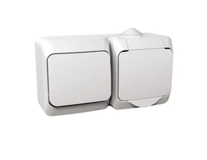 SCHN WDE000580 Cedar Plus IP44 - Zásuvka 230V 16A a spínač jednopólový řazení 1, bílá