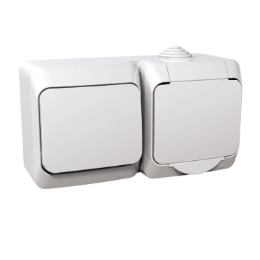 SCHN WDE000580 Cedar Plus IP44 - Zásuvka 230V 16A a spínač jednopólový řazení 1, bílá