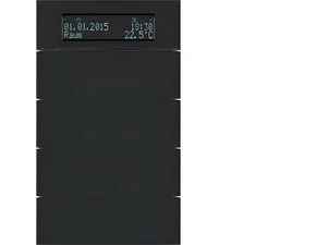 HAG 75664592 Senzor, tlačítkový, 4-násobné s pokoj. termostatem a displejem, B.IQ, sklo, černá