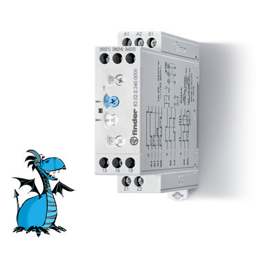 FINDER 83.02.0.240.0000 Čas.relé, MF, 2P/12A, univ.nap., 50ms-10d RP 0,14kč/ks