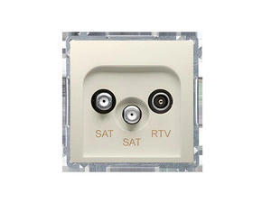 Zásuvka anténní SIMON BASIC BMZAR+SAT3.1-P2.01/12, SAT+SAT+RTV, SAT: 5–2400 MHz, RTV:5–862 MHz, béž