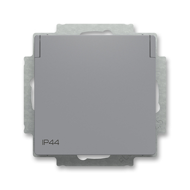 Zásuvka jednonásobná ABB Zoni 6620T-A07995 241, šedá, IP 44, s bočn. kontakty, s cl., s víčkem