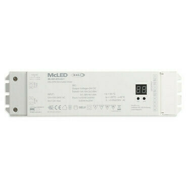 MC LED Napájecí zdroj 100W, DC 24V, IP20, řízení DALI2 a tlačítko, 4 CH, DT8