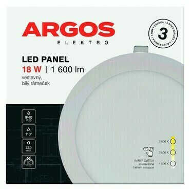 LED svítidlo vestavné ARGOS 18W, 1600lm, IP40/20, CCT, kruhové, bílé