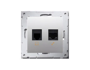 Zásuvka datová SIMON 54 D5T.01/43, RJ45 kat. 5e+telefonní RJ12, stříbrná metalizovaná