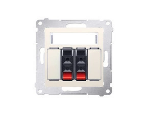 Zásuvka reproduktorová SIMON DGL32.01/41, 2 násobná s popisným polem (přístroj s krytem), krémová