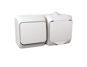 SCHN WDE000584 Cedar Plus IP44 - Zásuvka 230V 16A a přepínač střídavý řazení 6, bílá