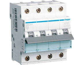 Jistič čtyřpolový HAGER MBN610 3 + N pól. 10A, char.B, 6 kA