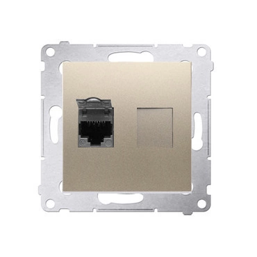 Zásuvka datová SIMON D61E.01/44, stíněná 1násobná RJ45 kat.6 s protiprachovou clonkou,zlatá metalíza