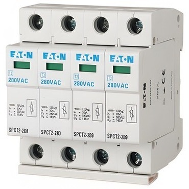 EATON 167596 SPCT2-280/4 Svodič přepětí třídy T2 (II, C), modulový, 4pól, Un=280V