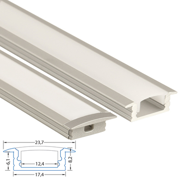 Profil vestavný MC LED VS, 24x8 mm, včetně mléčného difuzoru, 1 m